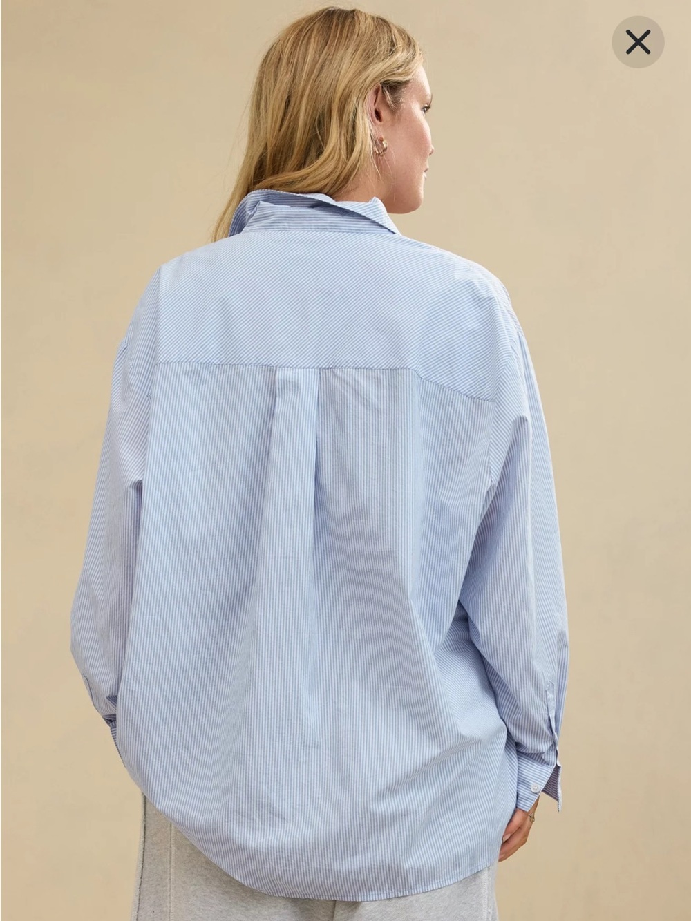 aerie Light Blue Striped Button-Down size small - Picture 2 of 10